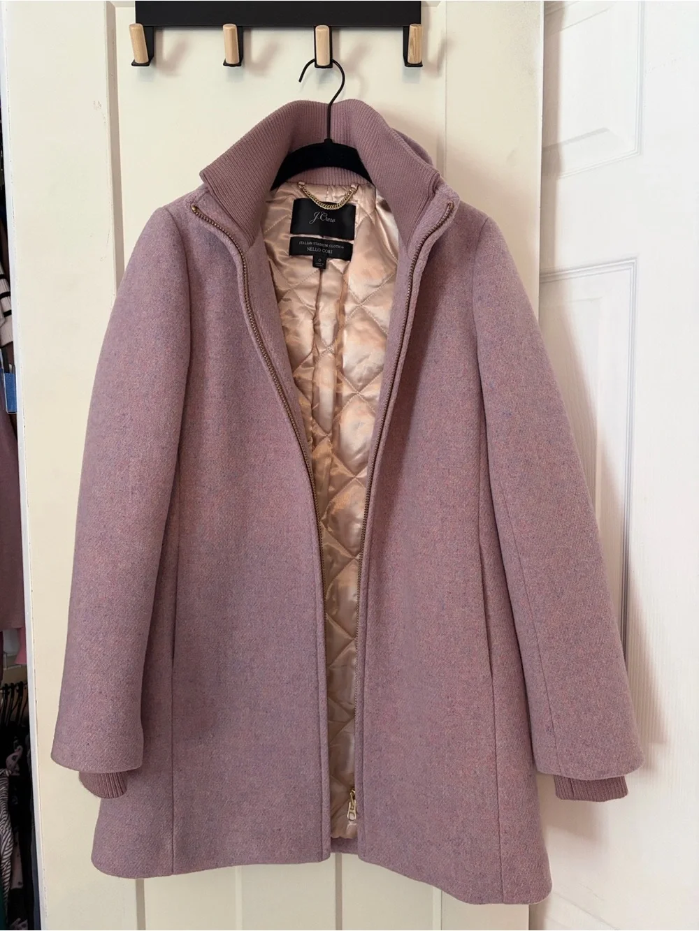 J. Crew Lodge Coat Dusty Mauve Wool Zip-Front Pea Coat - Picture 3 of 13